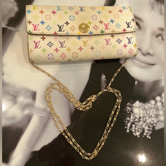 Authentic Louis Vuitton Multicolor Sarah long wallet On chain WOC - Picture 4 of 13
